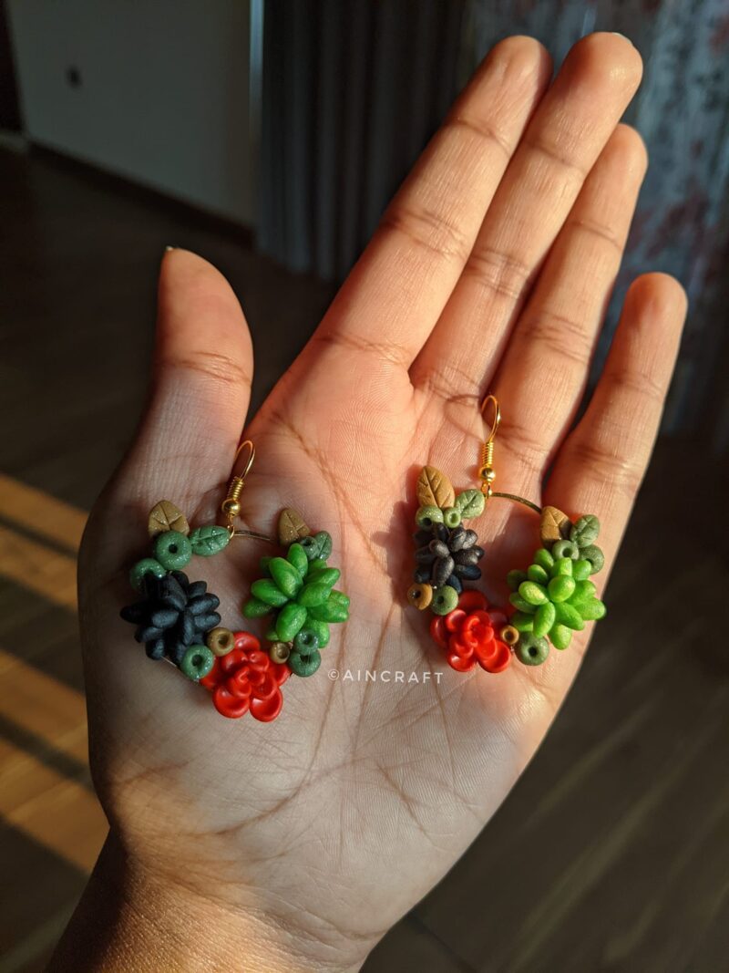 Cactus Plant Crown Drop Earrings - Image 3