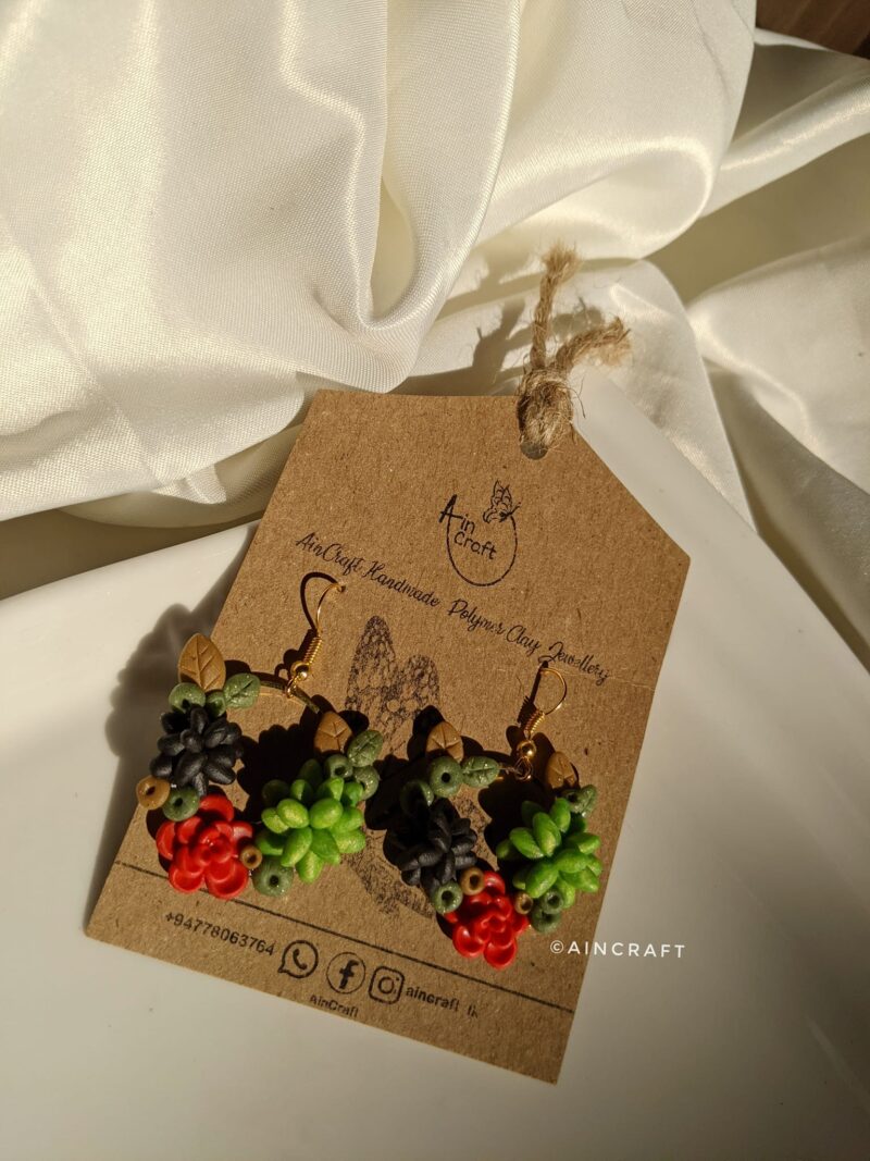 Cactus Plant Crown Drop Earrings - Image 2