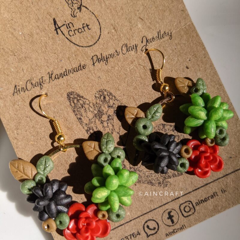 Cactus Plant Crown Drop Earrings