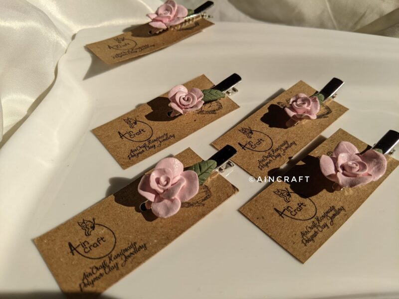 Handmade Baby Pink Roses Hair Clip