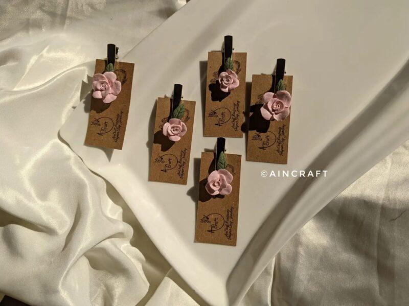 Handmade Baby Pink Roses Hair Clip - Image 2