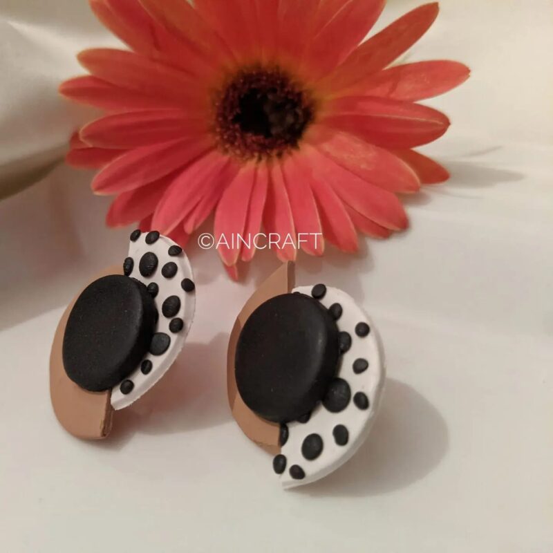 Black Polka Dot Stud Earrings