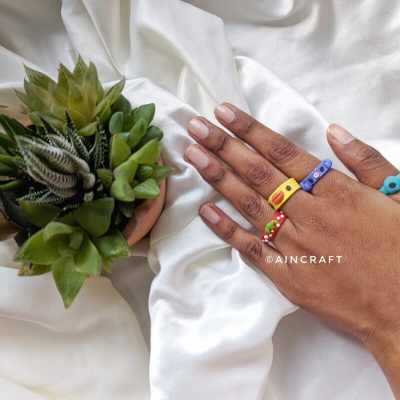 Handmade Polymer Clay Ring (Free Size)