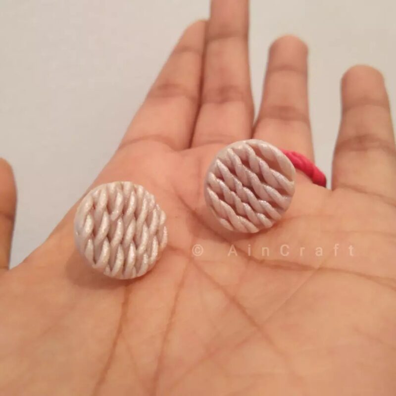 Knitting Stud Earrings – Pearl White Shimmer