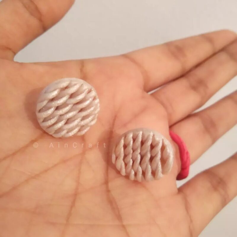 Knitting Stud Earrings – Pearl White Shimmer - Image 2