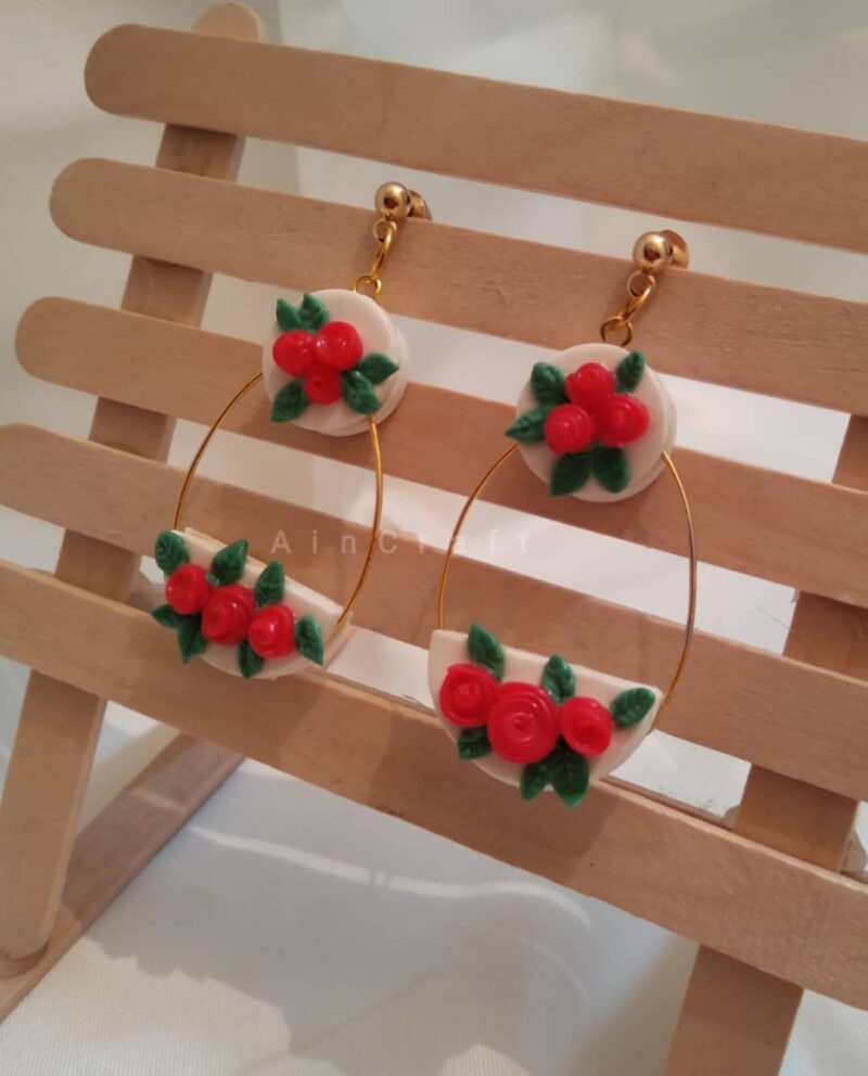 Flower Statement Drop Earrings - Image 3