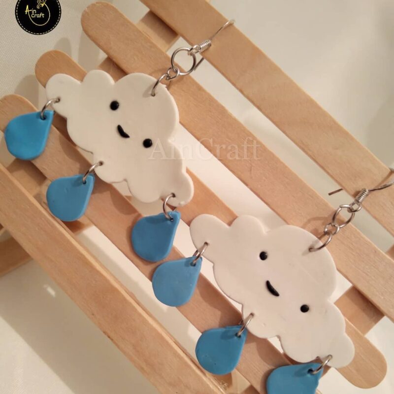 Cute Smiling Cloud with Raindrop Earrings