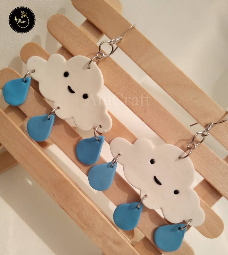 Cute Smiling Cloud with Raindrop Earrings