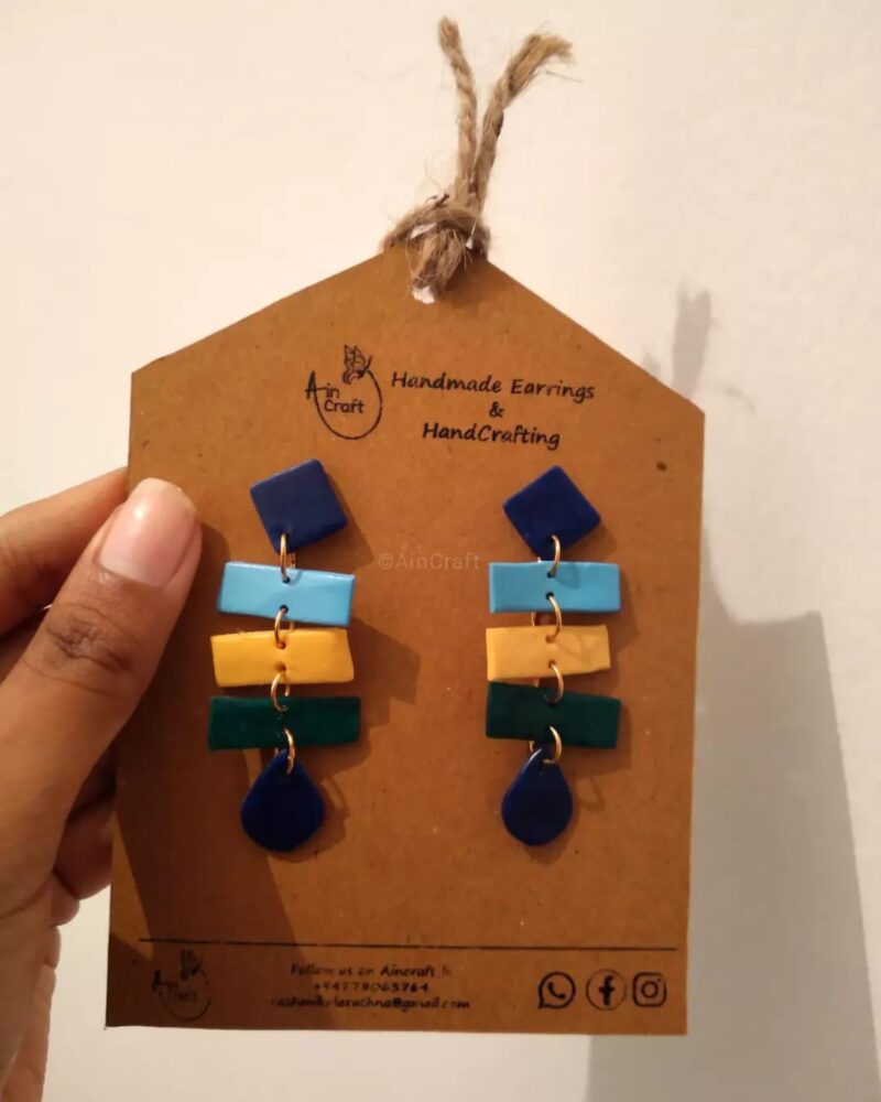 Modern Colorful Drop Earrings - Image 3