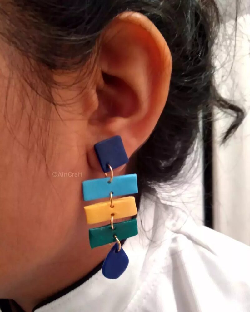 Modern Colorful Drop Earrings - Image 2