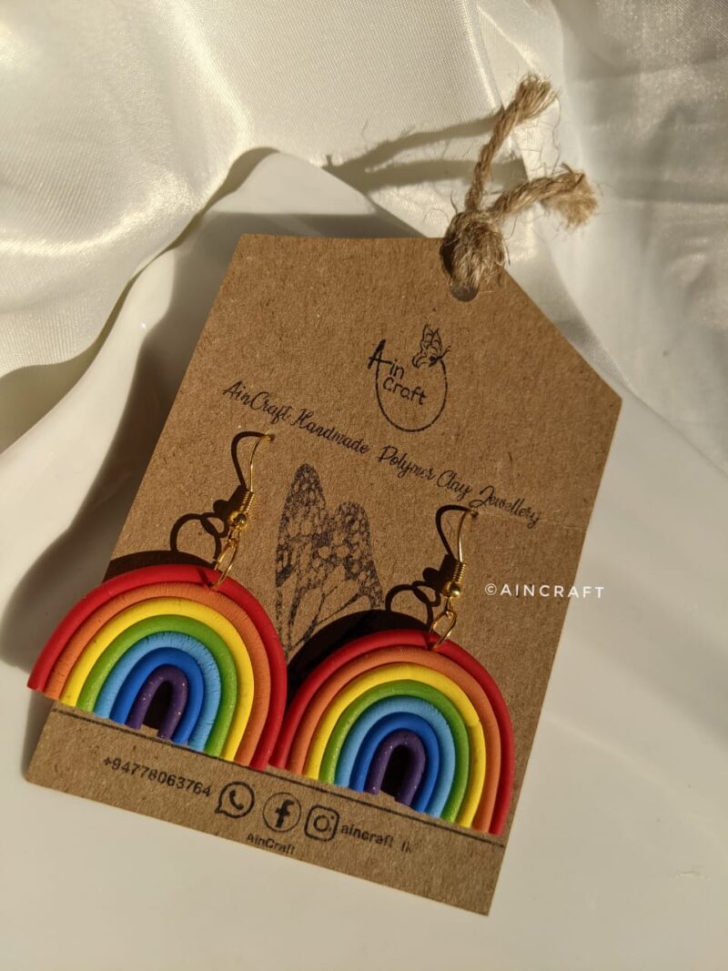 Handmade Rainbow Drop Earrings - Image 2