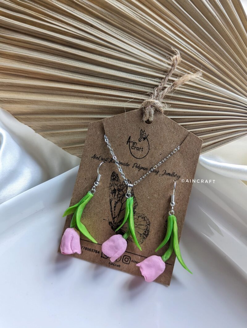 Tulip flower jewellery set