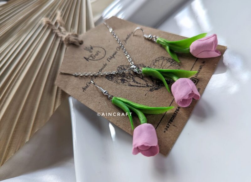 Tulip flower jewellery set - Image 2
