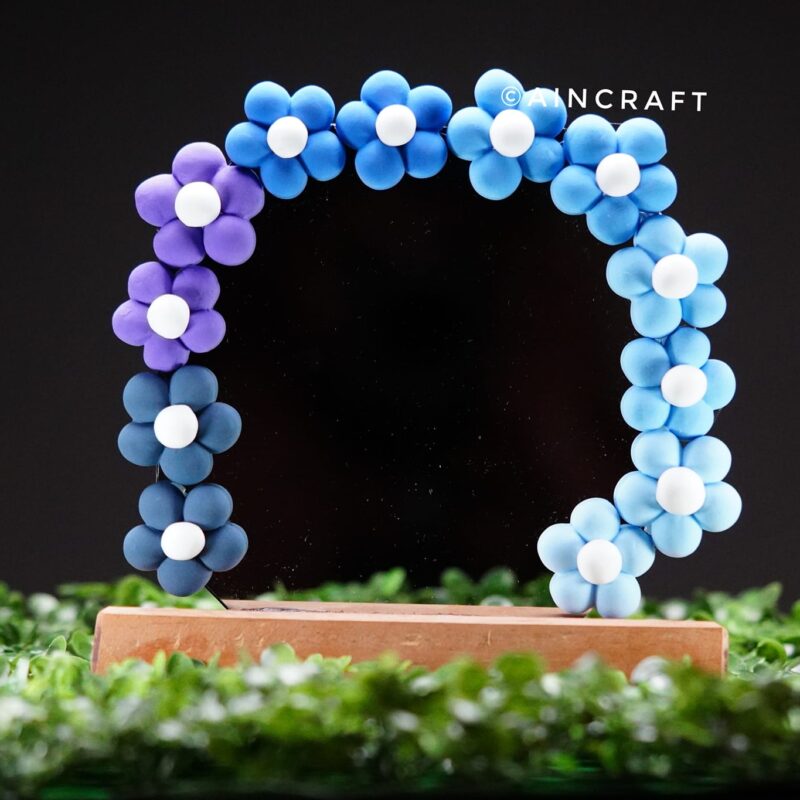 Floral Elegance - Handcrafted Air Dry Clay Mirror